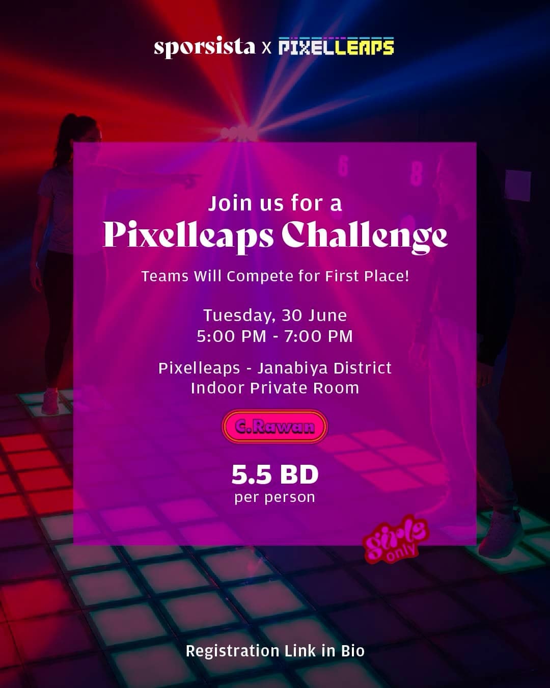 Pixelleaps challenge night event poster